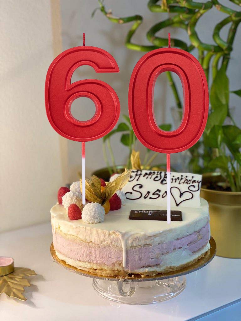 Willcan 3.93in Big Size Happy Birthday Metallic Red 6 Candles,Happy Birthday Cake Cupcake Toppers Decoration and Celebrating for Adults/Kids Party or Family Baking (3.93in red Number 6) - Image 5